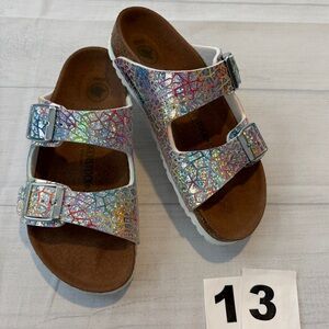 Birkenstock Kids Holographic Multi-Color Double-Buckle Sandals